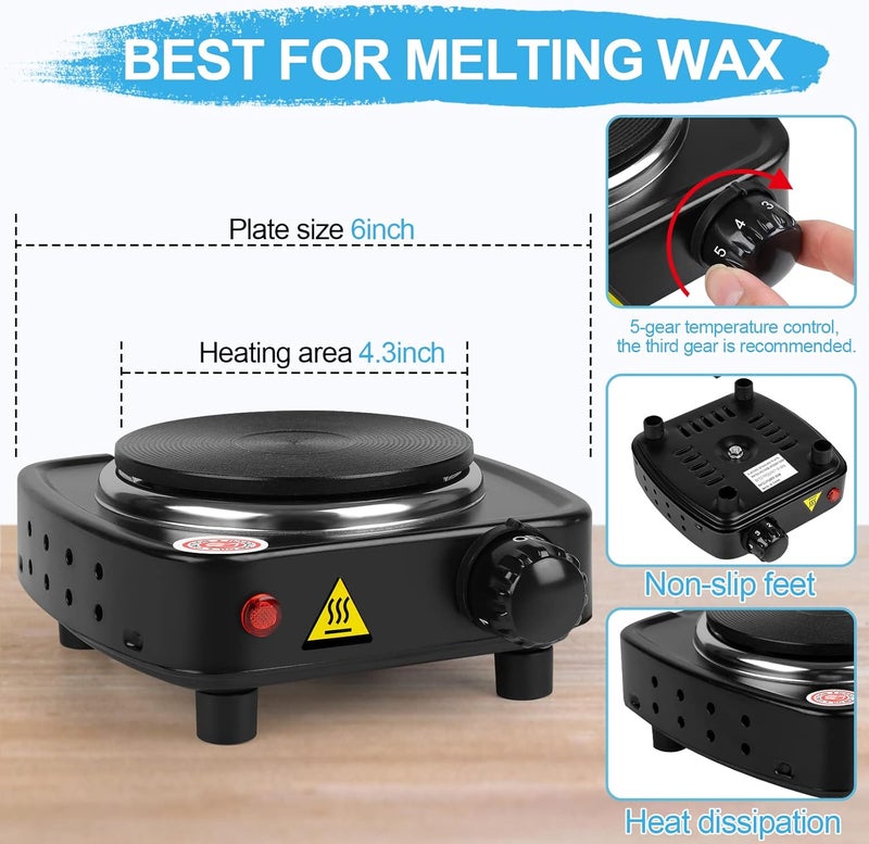 DINGPAI Hot Plate for Candle Making, Black Color Electric Hot Plate for Melting Wax, Chocolate, Candy and More - Image 4